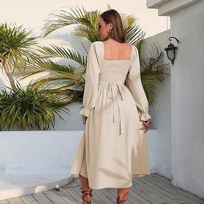 Damen Wickelkleid Längsärmelig Tailliert Norvielle