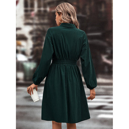 Damen Midi-Kleid mit Taillengummi und Puffärmeln Norvielle