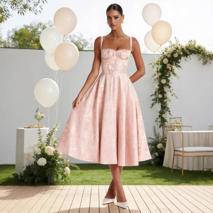 Damen Cocktailkleid Gerafftes Oberteil Voluminöser Rock Norvielle