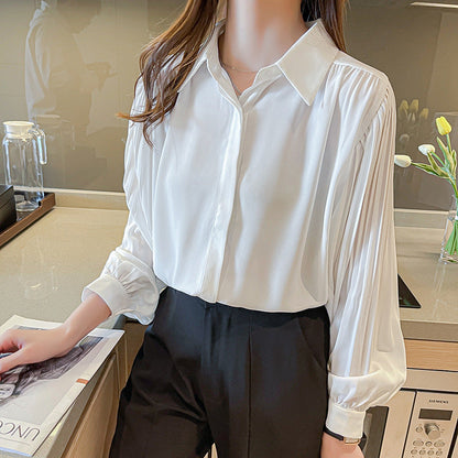 Damen Bluse Rüschenärmel Knöpfe Norvielle