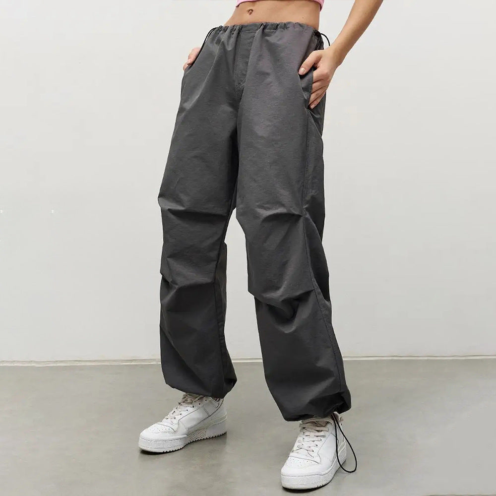 Damen Sport-Hosen Verstellbarer Bund Praktische Taschen Schwarz - Norvielle