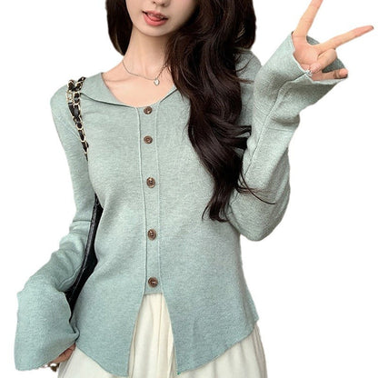 Damen Langarmcardigan FeinStrick Knopfleiste