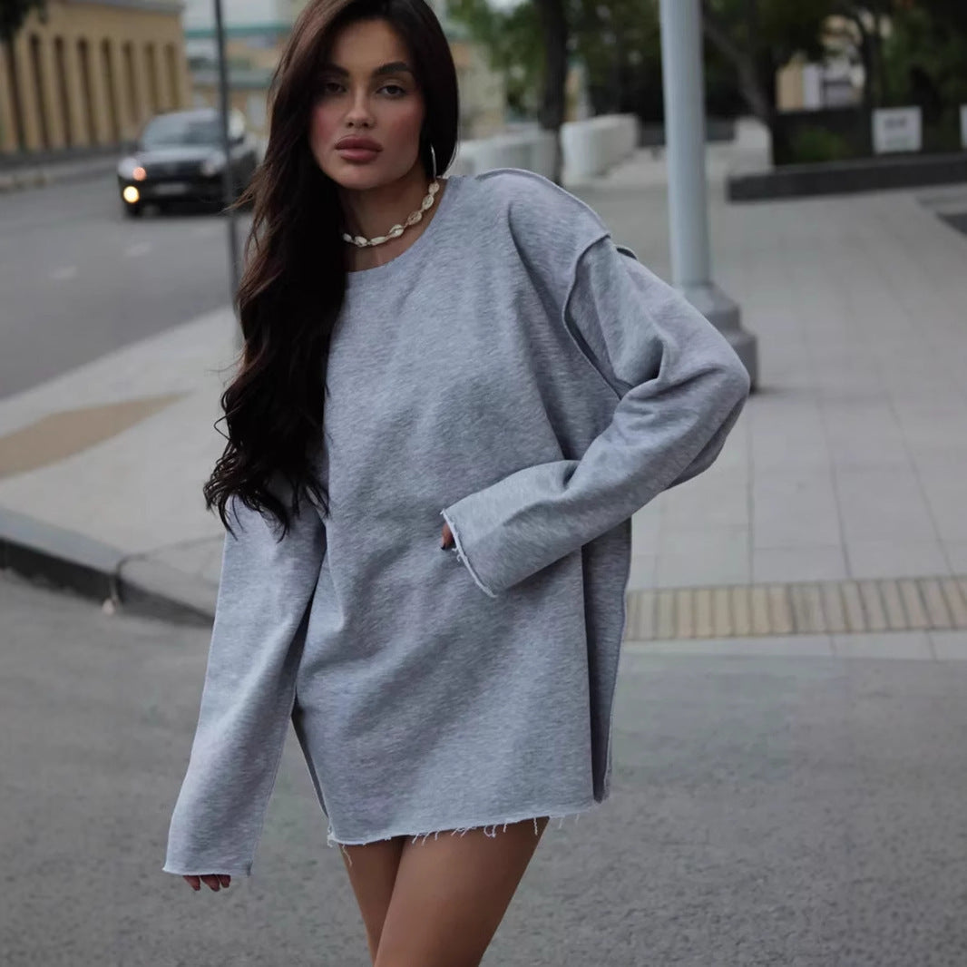 Damen Oversize Pullover Weite Passform Strukturiert Beige - Norvielle