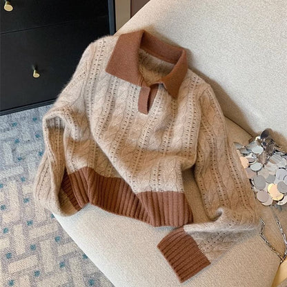 Damen Strickpullover mit Kragen Norvielle