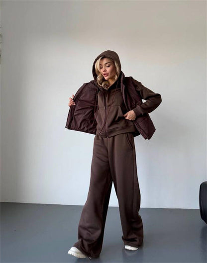 Damen Kapuzenoberteil und Hose Set Baumwolle Bequem
