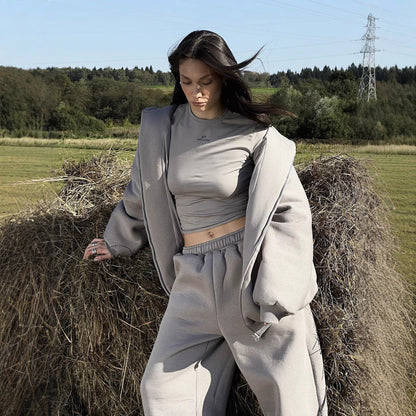 Damen Fleecejacke Oversized Reißverschluss Lässig