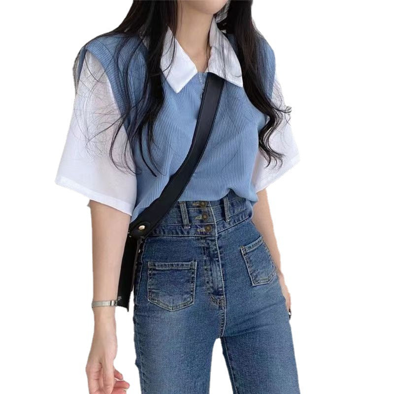 Damen Oversized Shirt Bequem Layering Effekt Weiß
