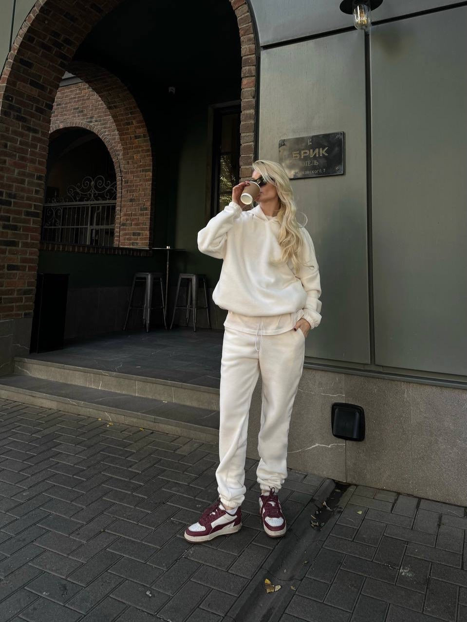 Damen Fleece-Jogginganzug Hochbündig Mit Taschen Norvielle