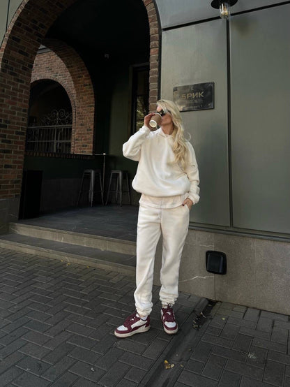 Damen Fleece-Jogginganzug Hochbündig Mit Taschen Norvielle