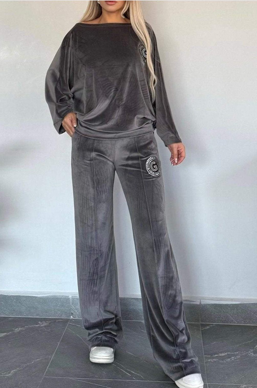 Damen Casual Velvet Loungewear-Set Weich Norvielle