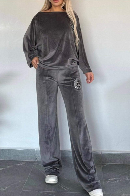 Damen Casual Velvet Loungewear-Set Weich Norvielle