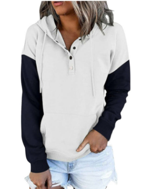 Damen Kapuzenpullover Farbblockdesign Klassisch