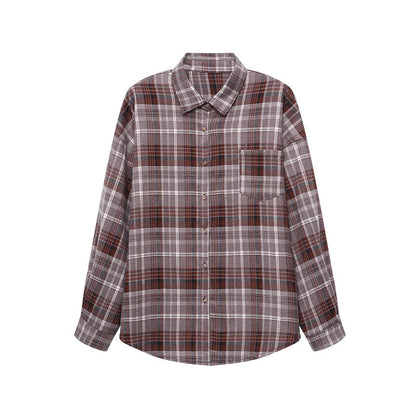 Damen Overshirt Bluse Karierter Stoff Bequem