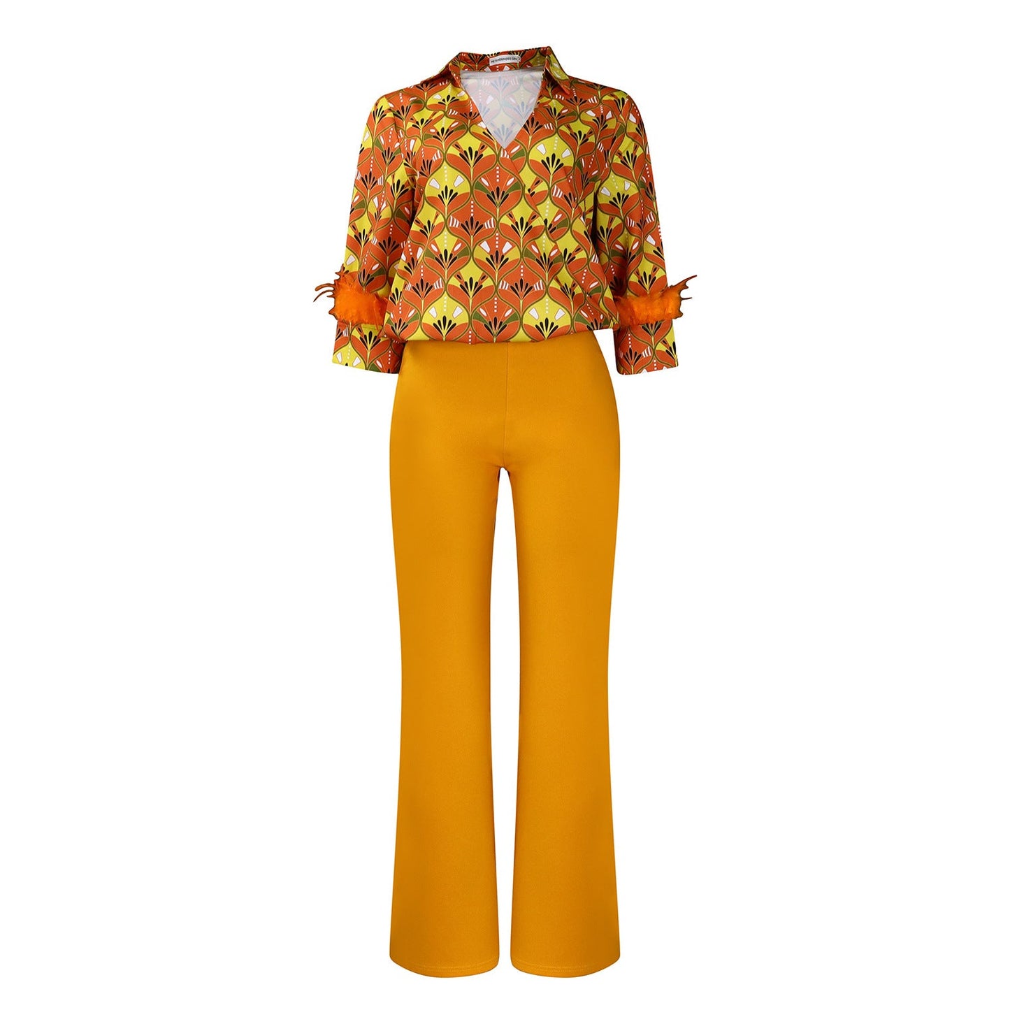Damen Ensemble Florales Muster Elegante Details