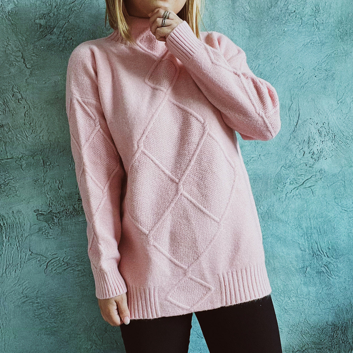 Damen Strickpullover Rautenmuster