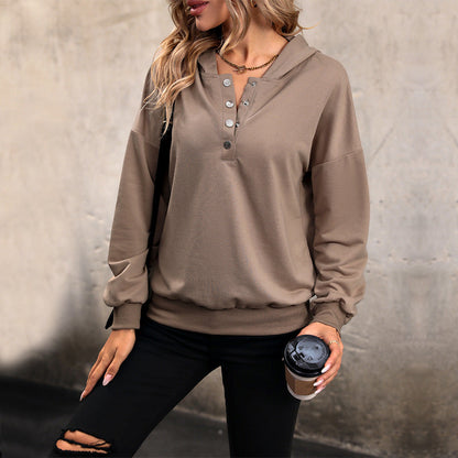 Damen Hoodie Knopfleiste Lässiger Schnitt Norvielle - Norvielle