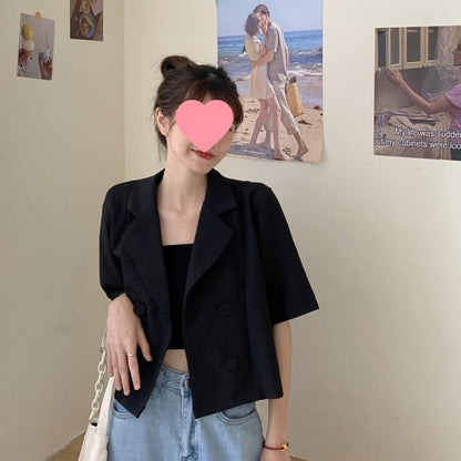 Damen Kurzblazer Doppelter Knopfleiste Moderner Schnitt