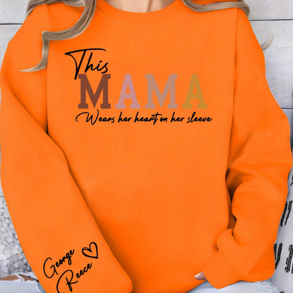 Damen Sweatshirt Mama Aufdruck Bequem Grün