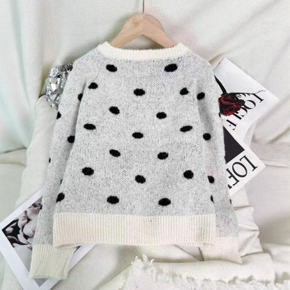 Damen Strickjacke Kuschelig Punkte Norvielle