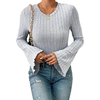 Damen Elegantes Oberteil Langärmlig Rüschendetails Norvielle