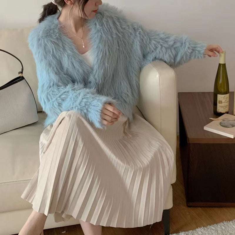 Damen Flauschcardigan Herzknöpfe Norvielle