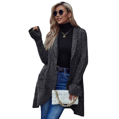 Damen Strickcardigan Offener Schnitt Praktische Taschen Norvielle