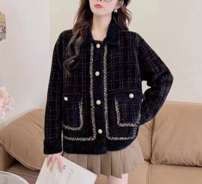Damen Jacke Hahnentrittmuster Elegantes Design