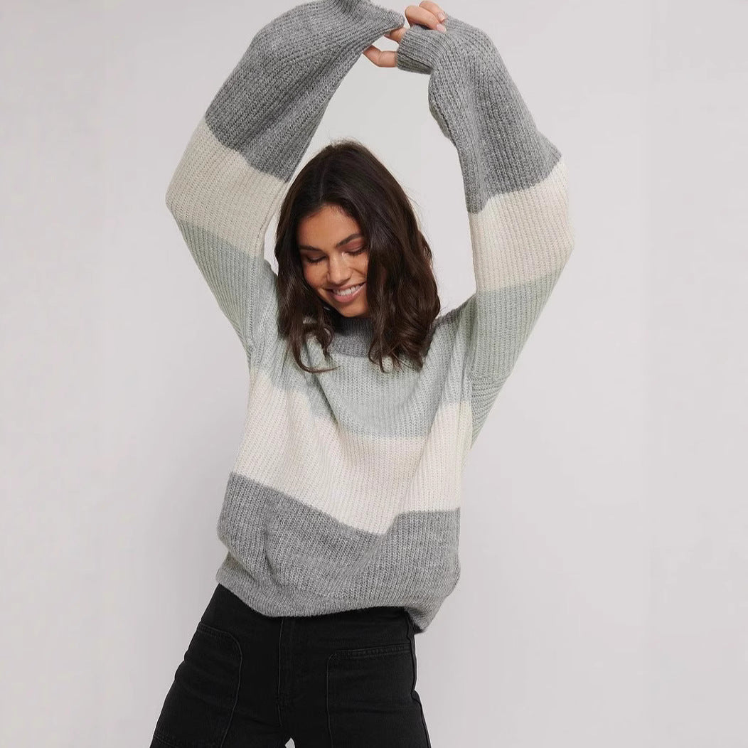 Damen Pullover Blockdesign Lässig Norvielle