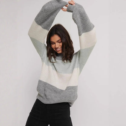 Damen Pullover Blockdesign Lässig Norvielle