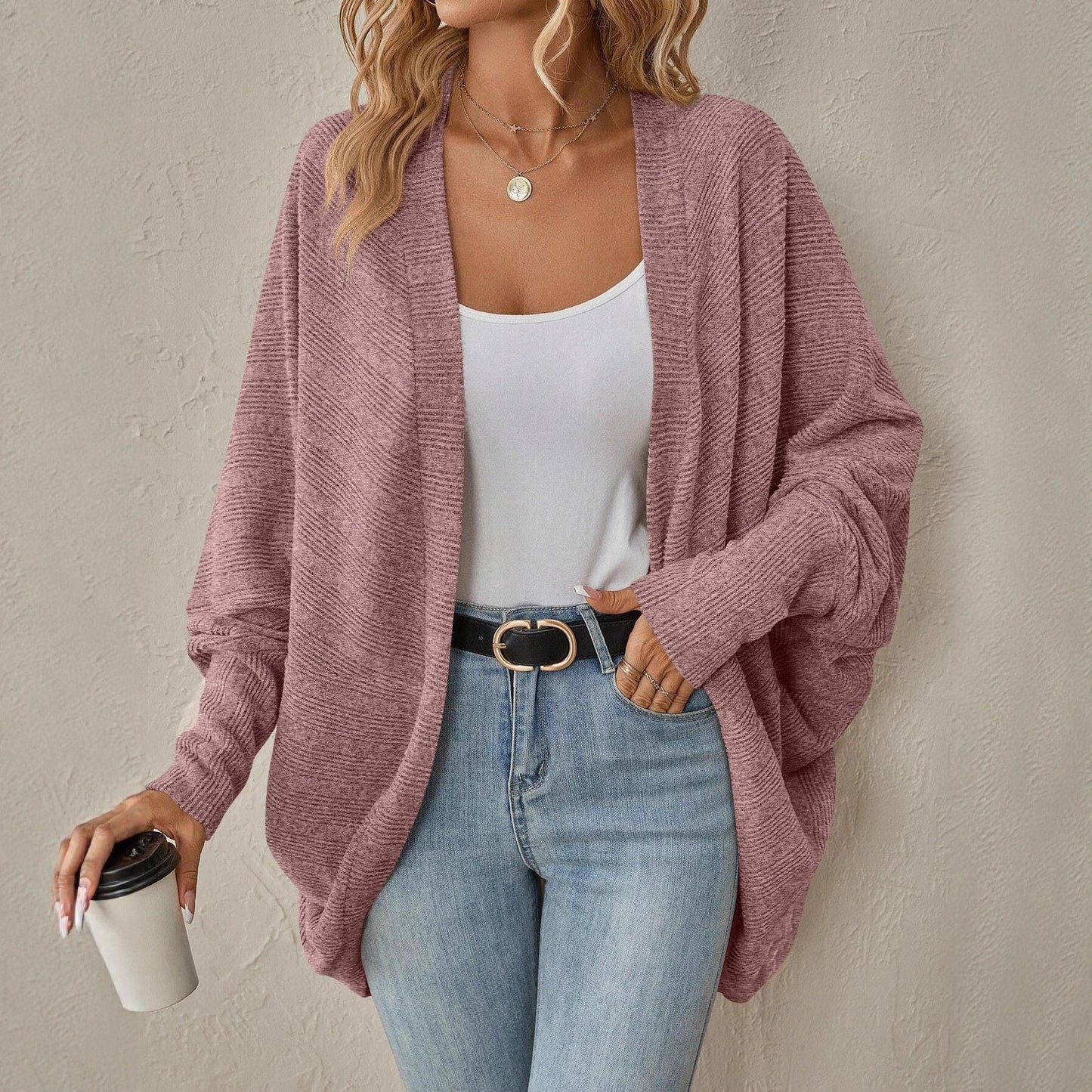 Damen Strickjacke Locker Lässig Mit Kurzen Ärmeln Norvielle