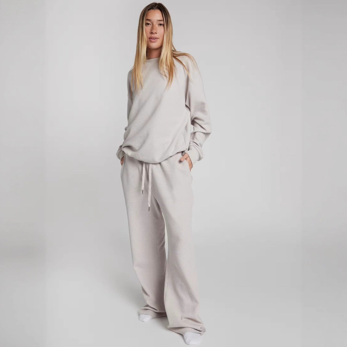 Damen Freizeit-Set Waffelstruktur Bequem Norvielle