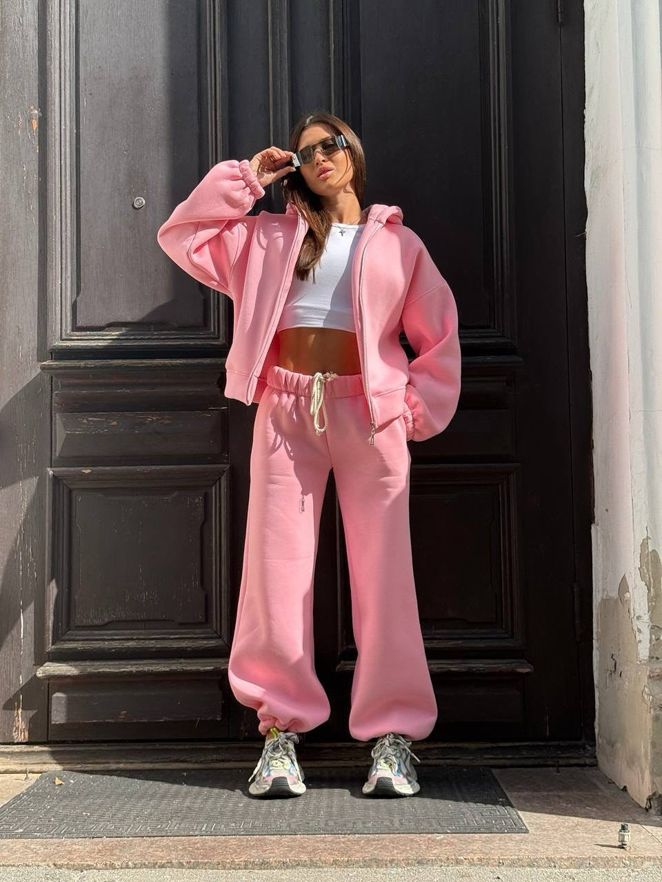 Damen Oversized Jogginganzug mit Kapuze Elastisch