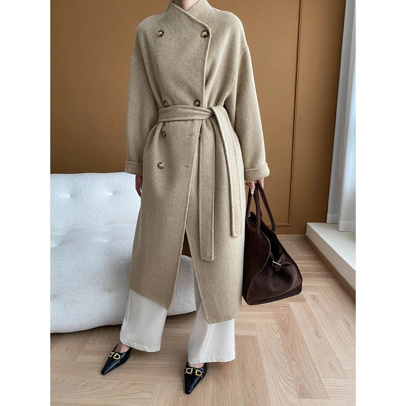 Damen Wickelmantel Wollmix Elegantes Design