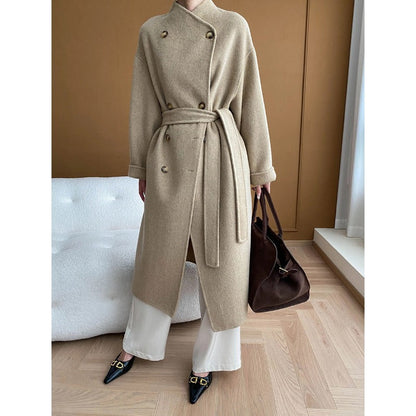 Damen Wickelmantel Wollmix Elegantes Design