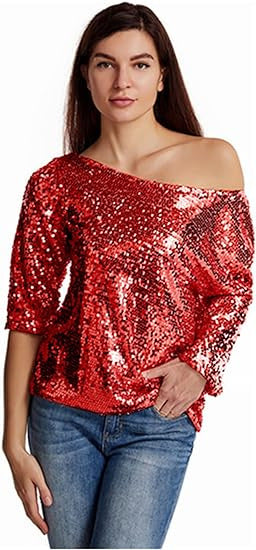 Damen Glitzernde Paillettenbluse Norvielle