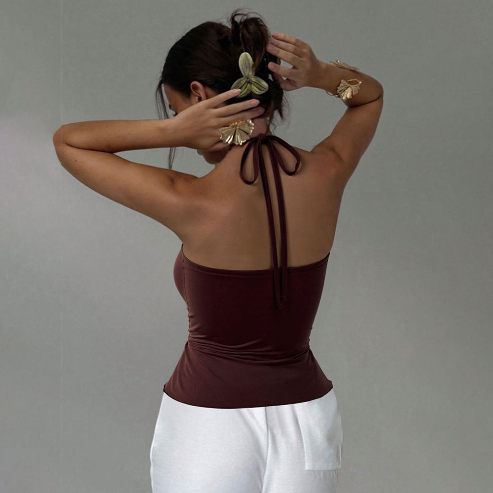 Damen Wickeltop Elegante Drapierung Verstellbar
