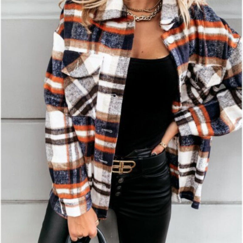 Damen Karomuster Flanelljacke