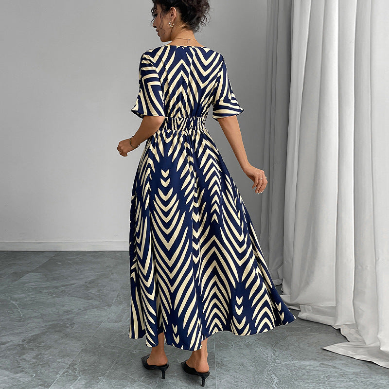 Damen Maxikleid V-Ausschnitt Geometrisches Muster Norvielle