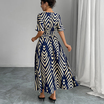 Damen Maxikleid V-Ausschnitt Geometrisches Muster Norvielle