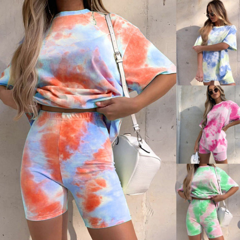 Damen Freizeitkleid Batikdesign Verkürzter Schnitt