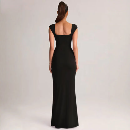 Damen Maxikleid V-Ausschnitt Seidenchiffon