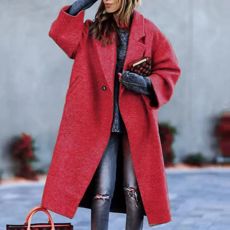 Damen Wollmantel Oversized Klassisches Revers Norvielle
