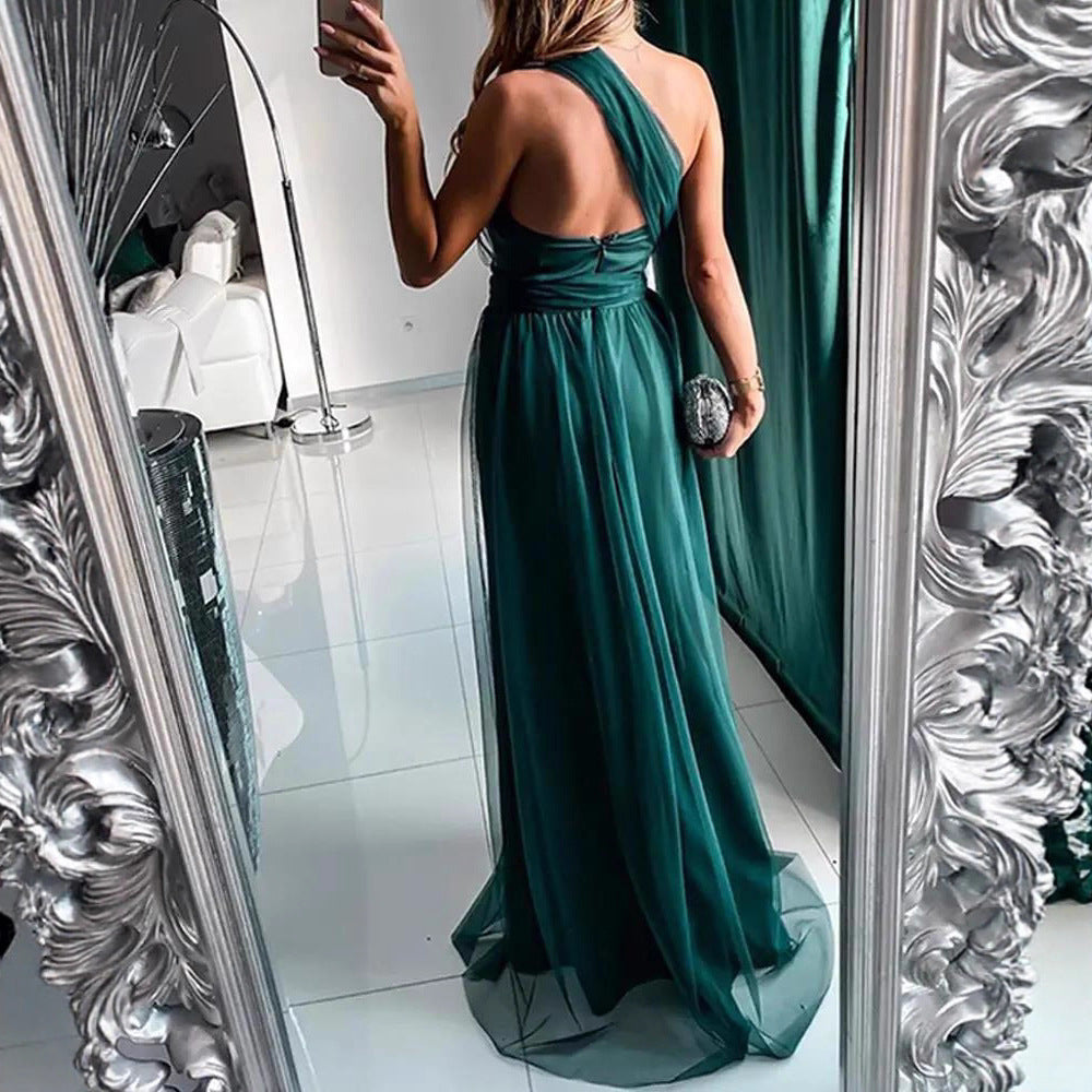 Damen Abendkleid Schulterfrei Hoch Beinschlitz Norvielle
