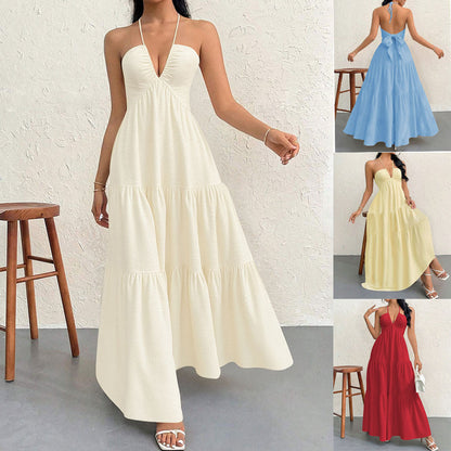 Damen Maxikleid V-Ausschnitt Volants Norvielle - Norvielle