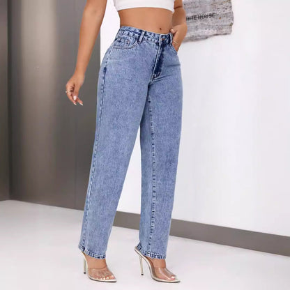 Damen High-Waisted Jeans Weites Bein Norvielle