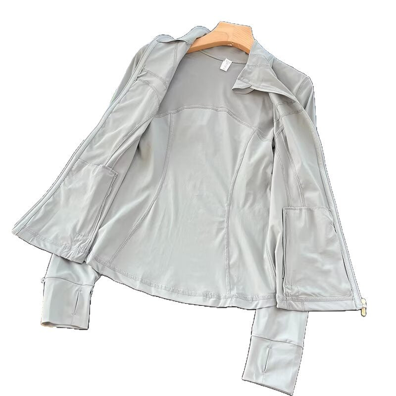 Damen Laufjacke Atmungsaktives Material Hochkragen