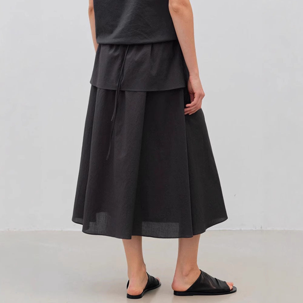 Damen Maxirock Elastischer Bund Fließender Schnitt Norvielle