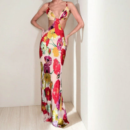 Damen Maxikleid Cut-Out-Design Floral