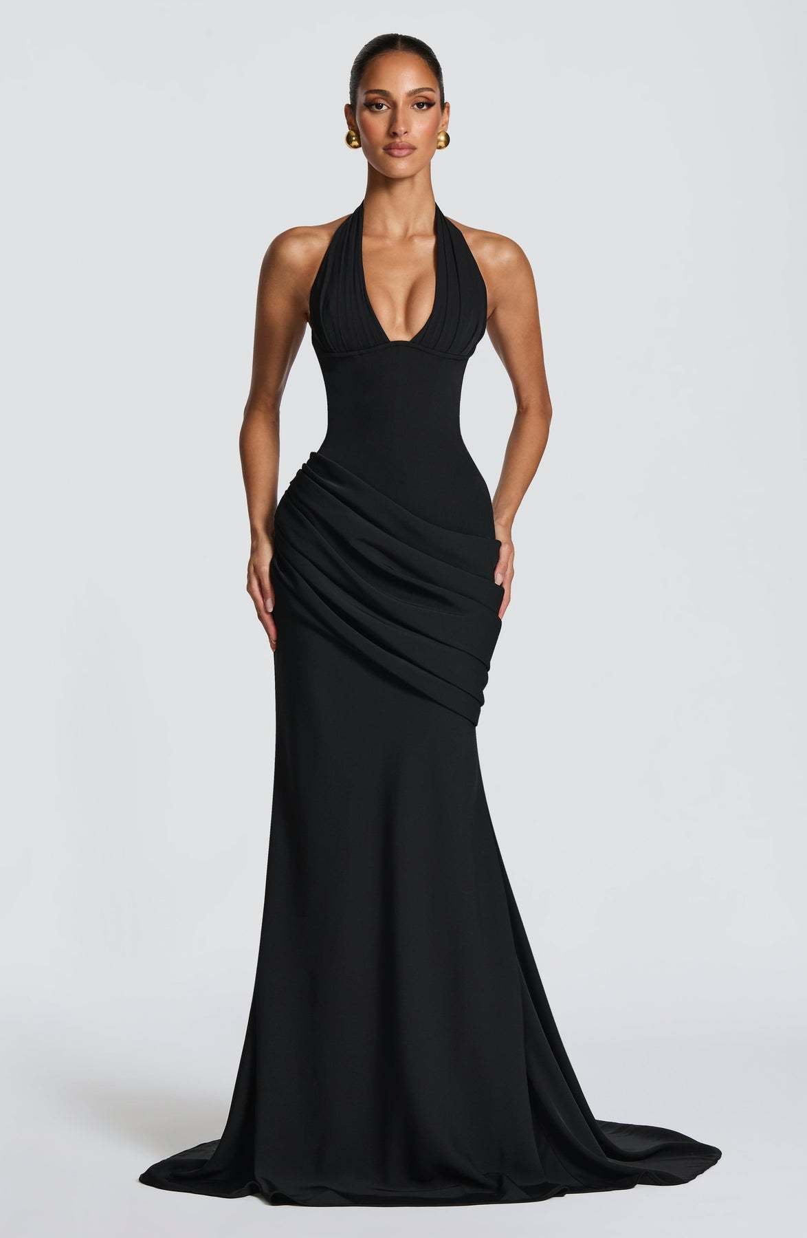 Damen Abendkleid Wickeldesign V-Ausschnitt Norvielle