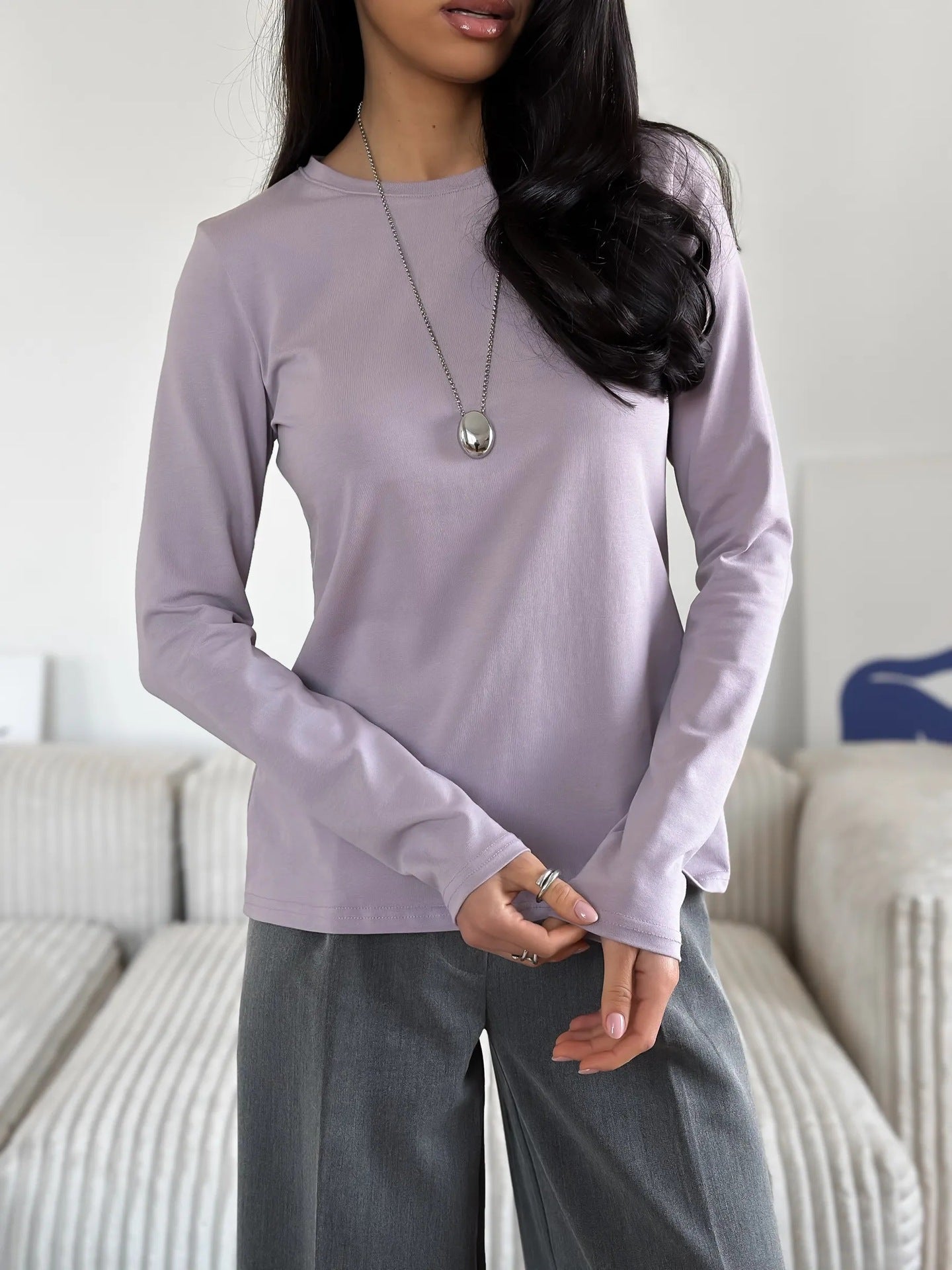 Damen Langarmshirt Körperbetonter Schnitt Norvielle